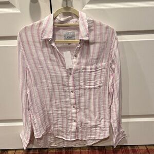 Nwt Rails Pink and White Striped Shirt